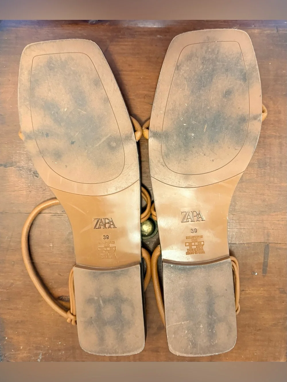 Zara Women’s Cognac Strappy Square-Toe Sandals